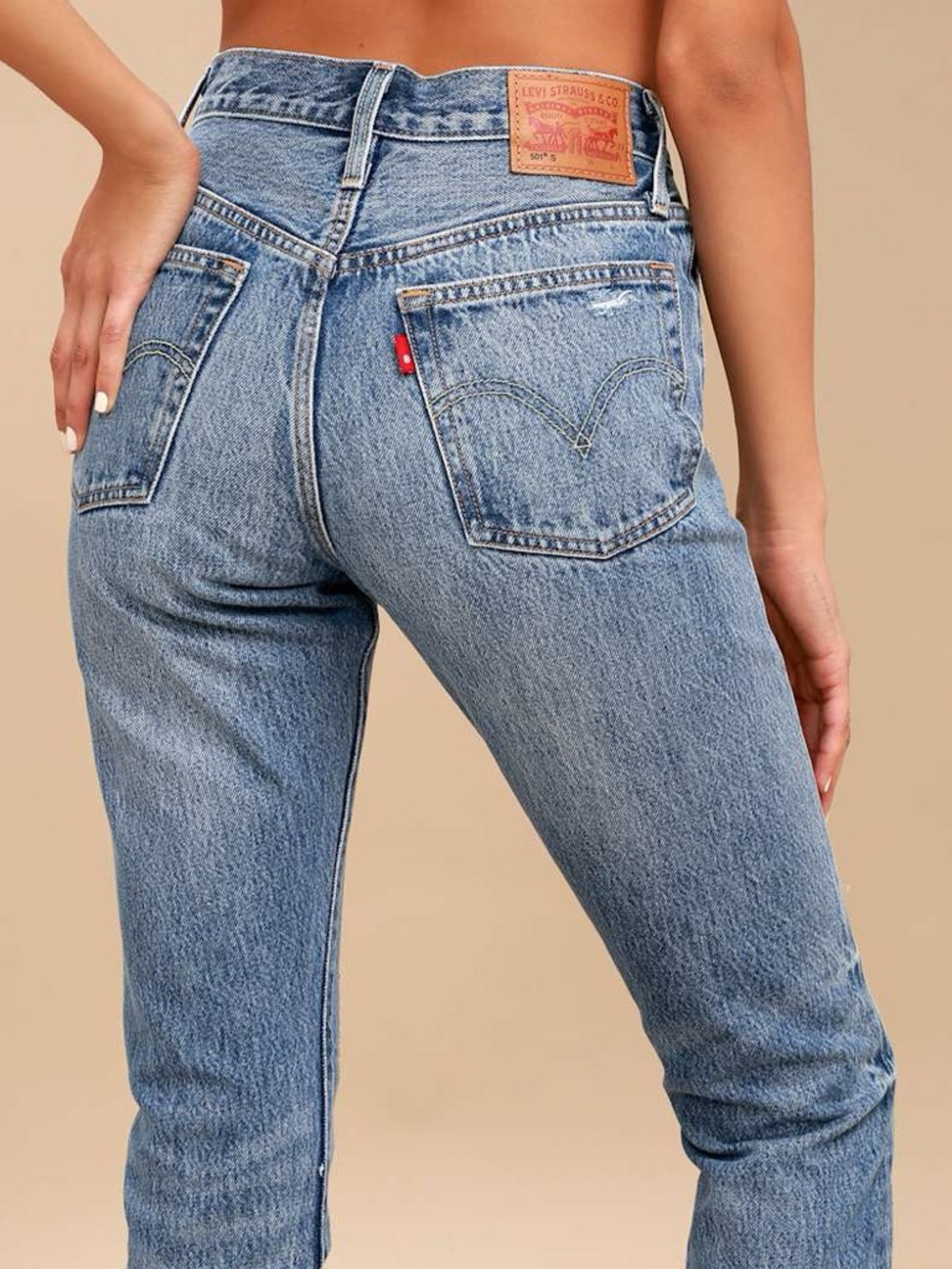 Levi's “ 501”Medium Wash High-Rise Straight Jeans